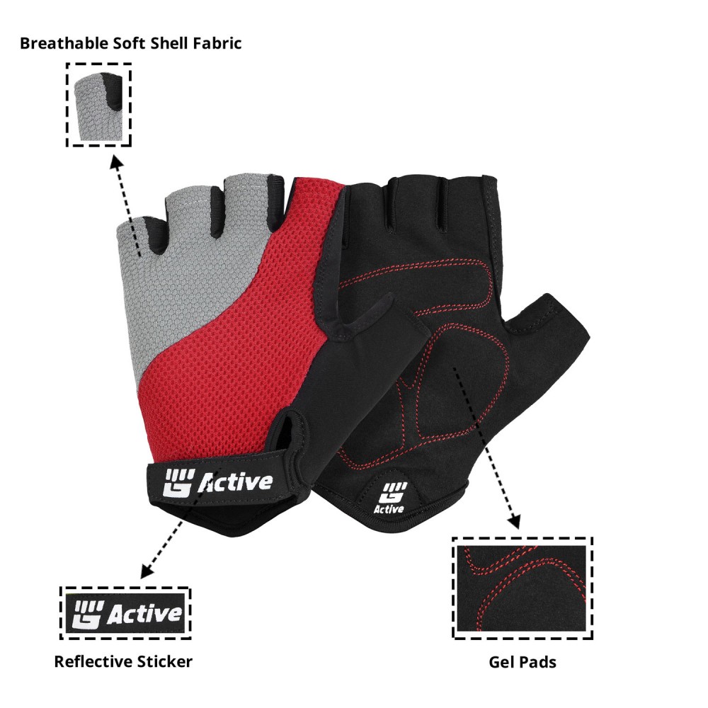 Red Short Finger Cycling Gloves