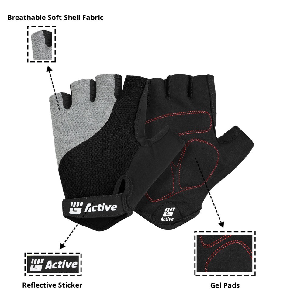 Black Short Finger Cycling Gloves