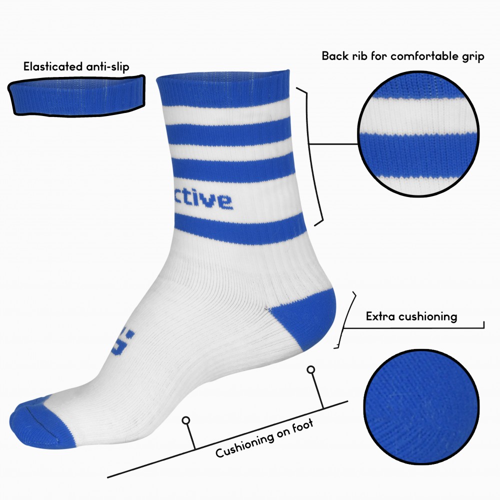 Blue and White Football Mid Leg Socks