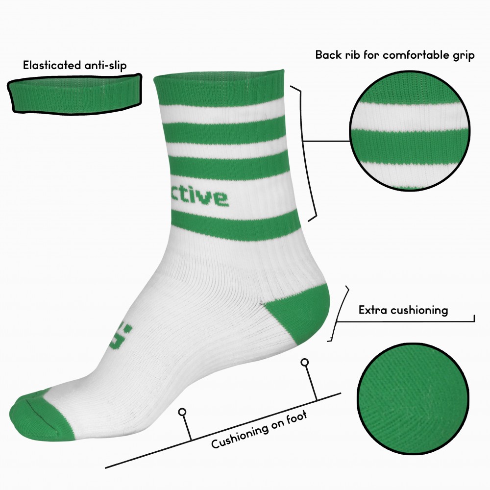 Green and White Rugby Mid Leg Socks