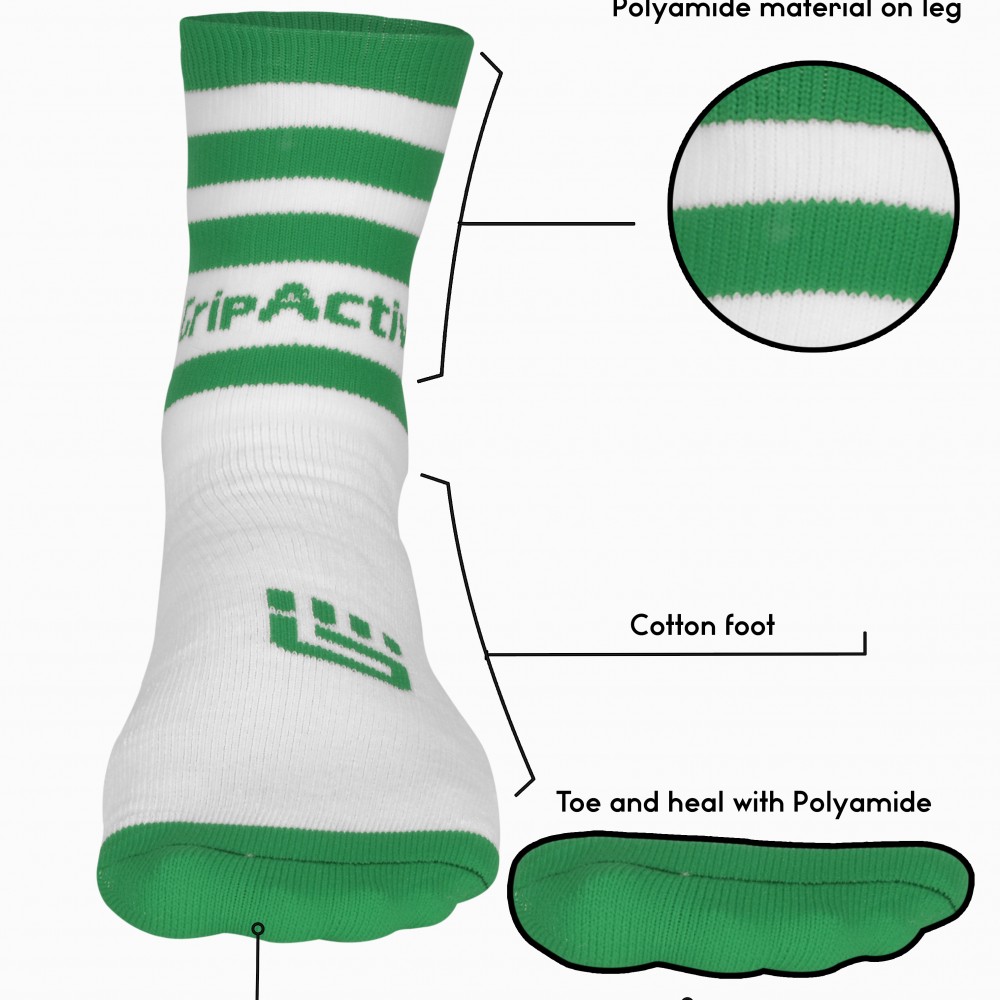 Green and White Football Mid Leg Socks