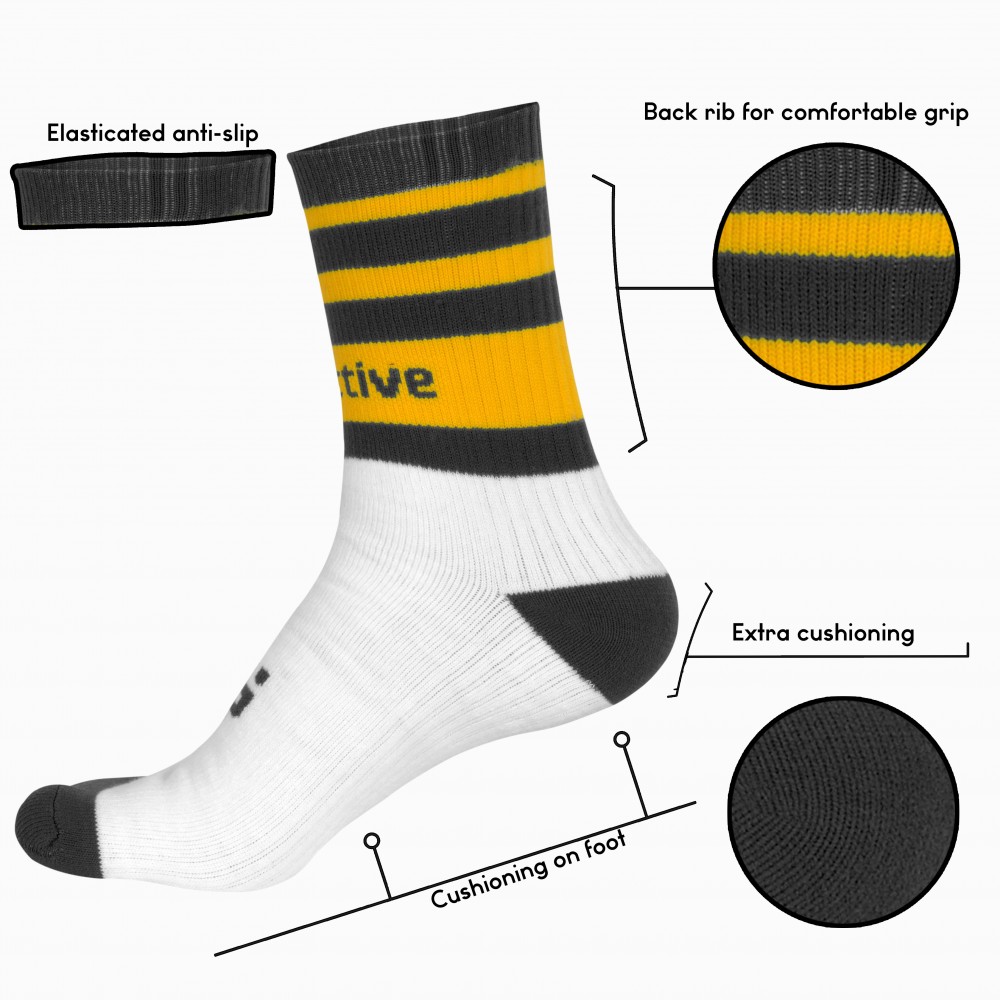 Black and Yellow Rugby Mid Leg Socks