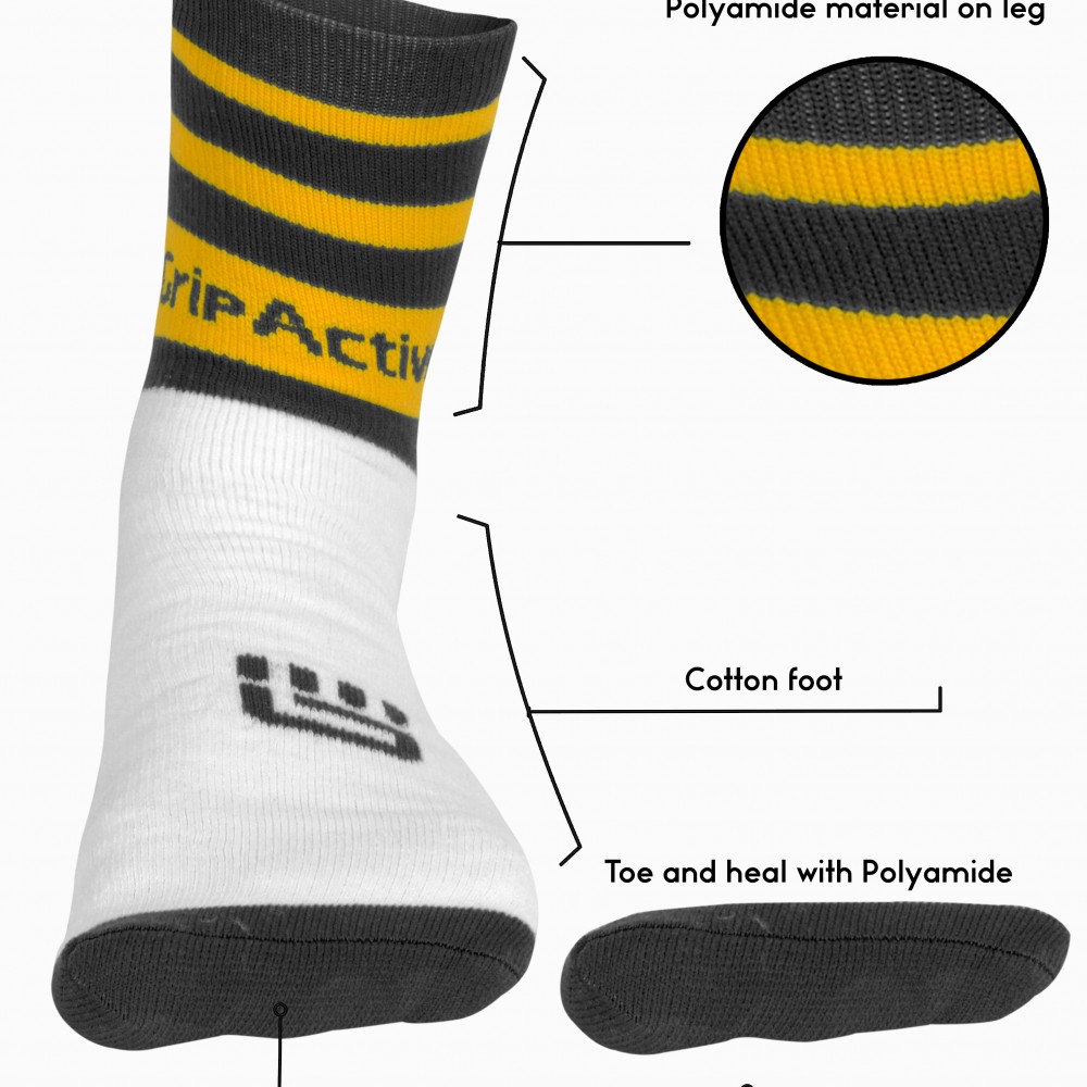 Black and Yellow Football Mid Leg Socks