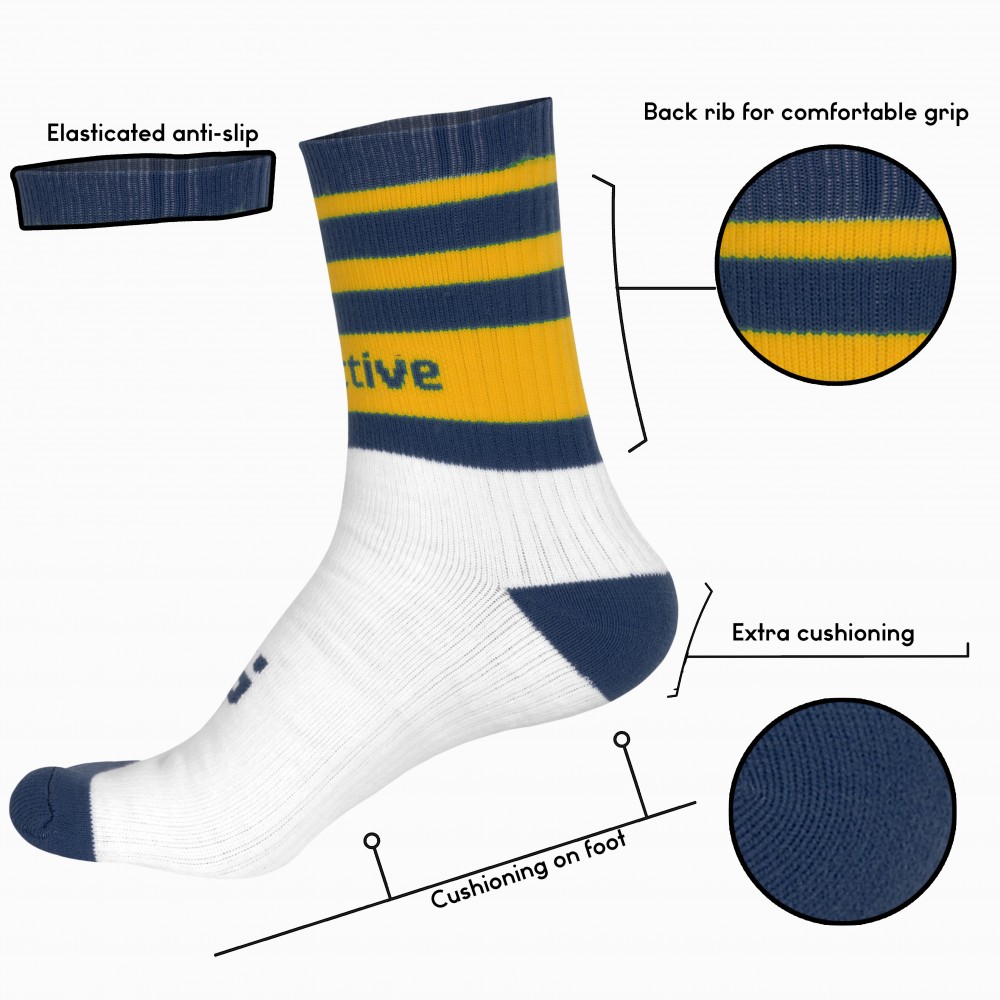 Navy Blue and Yellow Football Mid Leg Socks