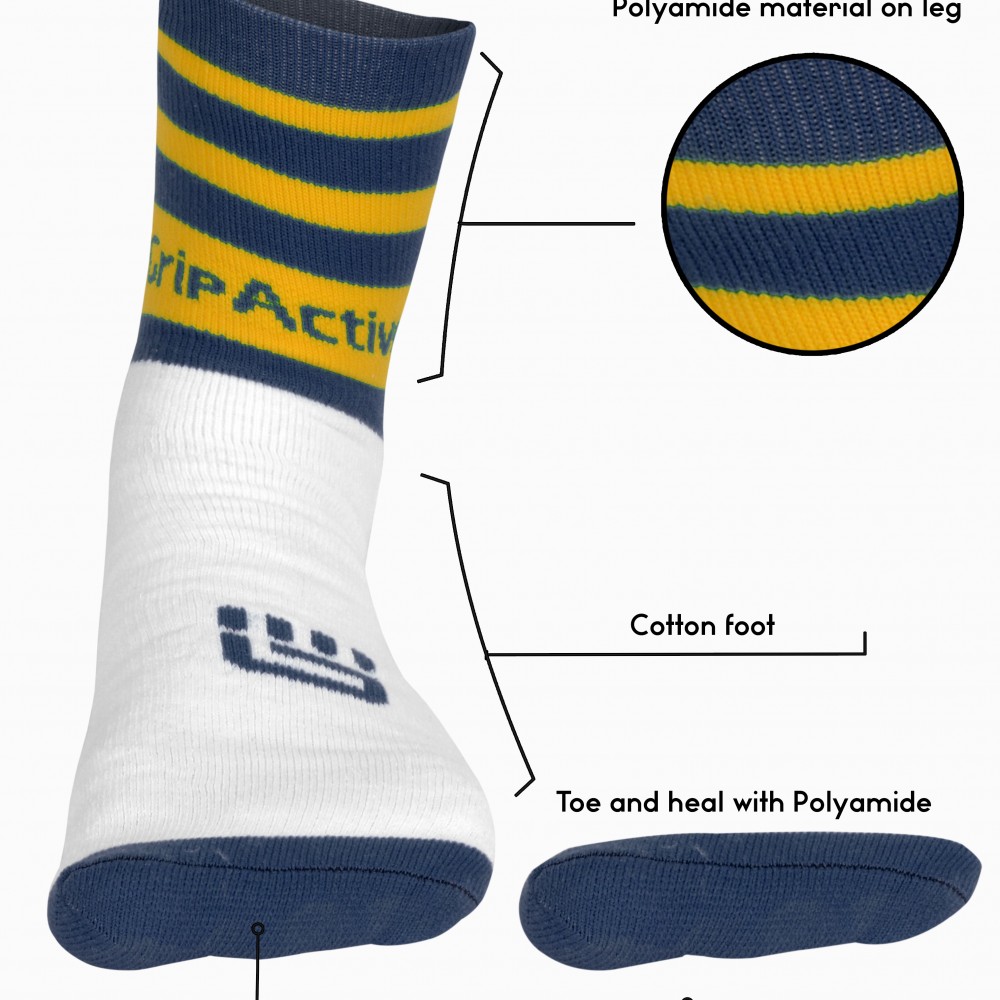 Navy Blue and Yellow Football Mid Leg Socks