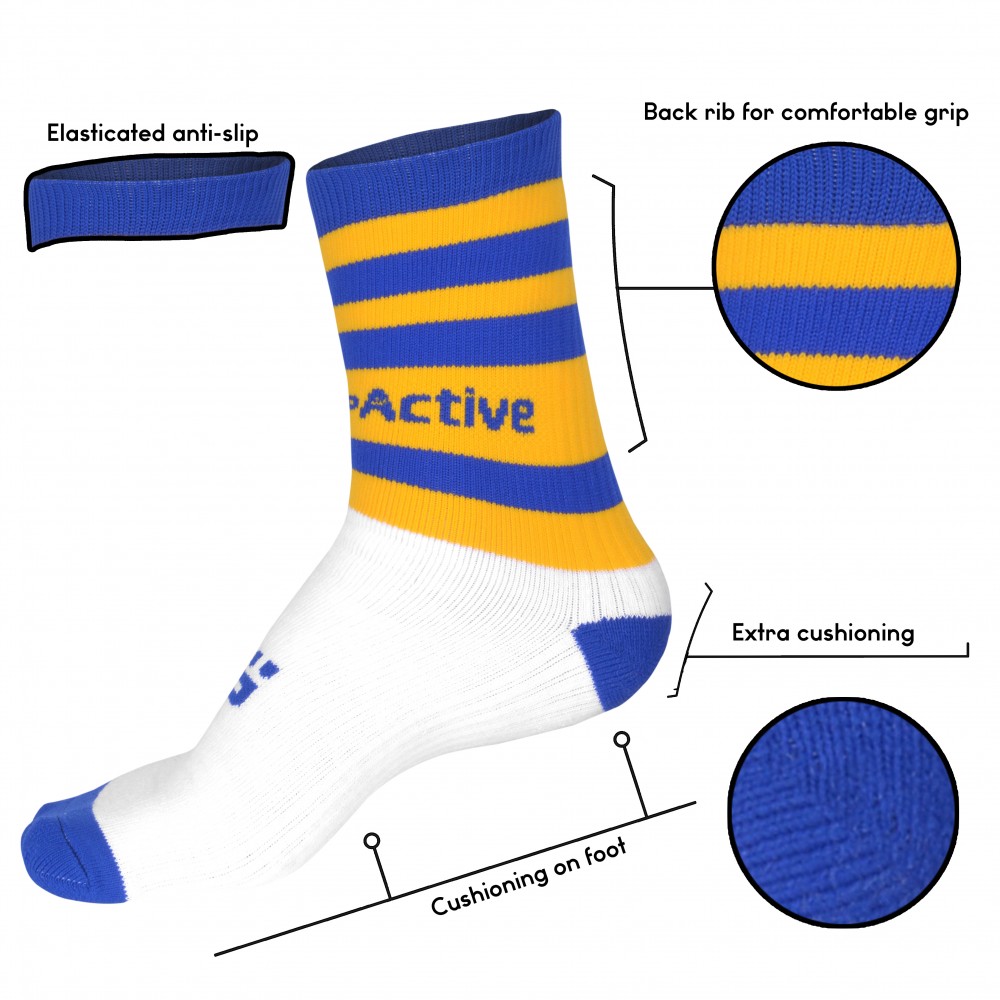 Royal Blue and Yellow Football Mid Leg Socks