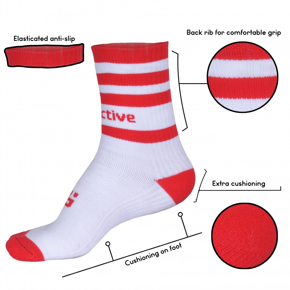 Red and White Football Mid Leg Socks