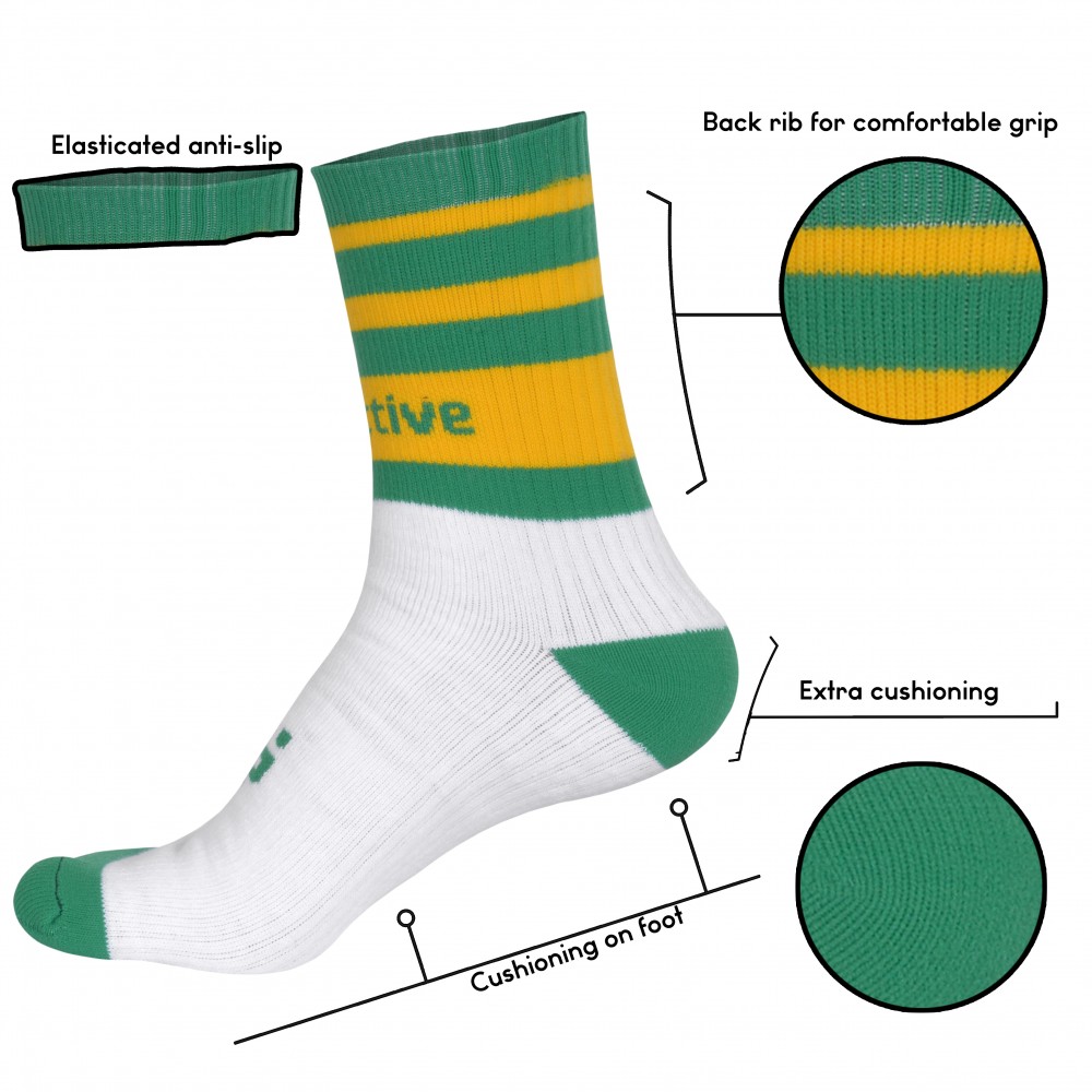 Green And Yellow Rugby Mid Leg Socks