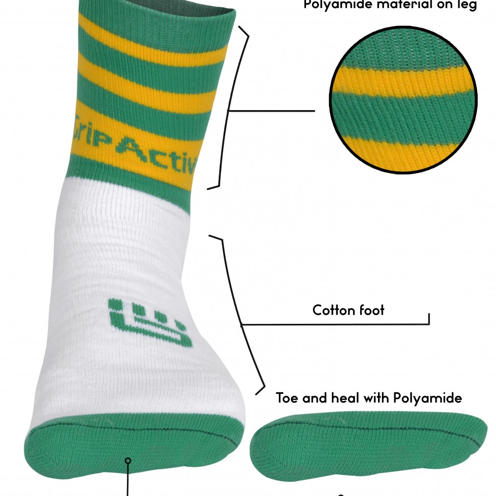 Green And Yellow Football Mid Leg Socks