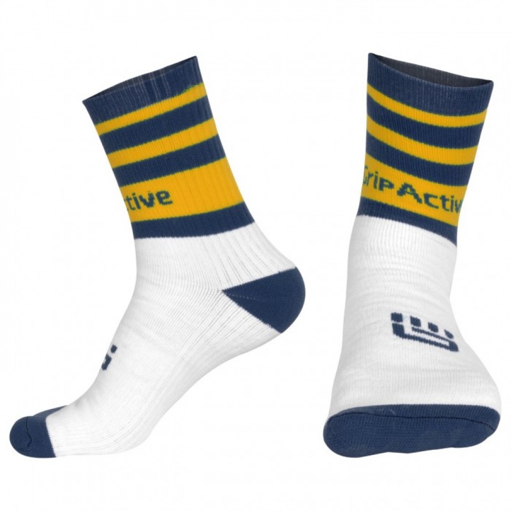 Navy Blue and Yellow Football Mid Leg Socks